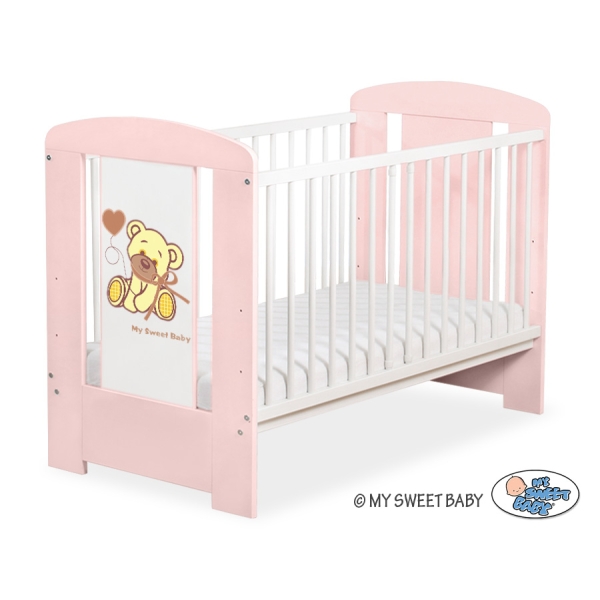 Ledikant 120x60 cm - Tedy Bear with bow Ivoor Poederroze Bear With Bow