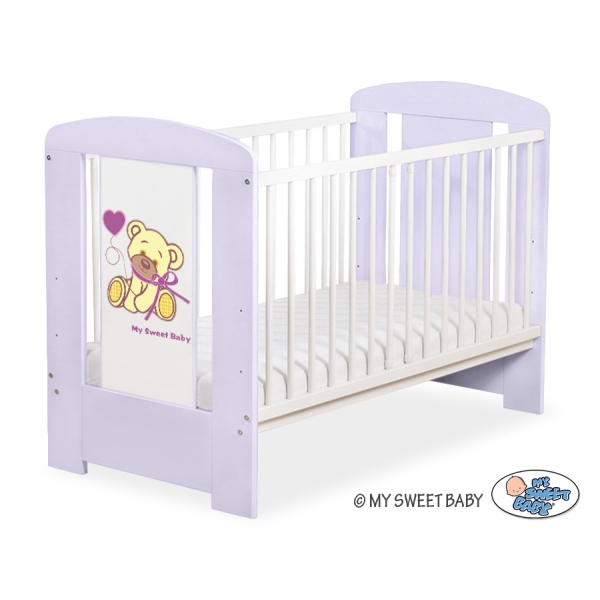Ledikant 120x60 cm - Tedy Bear with bow Purper Bear With Bow