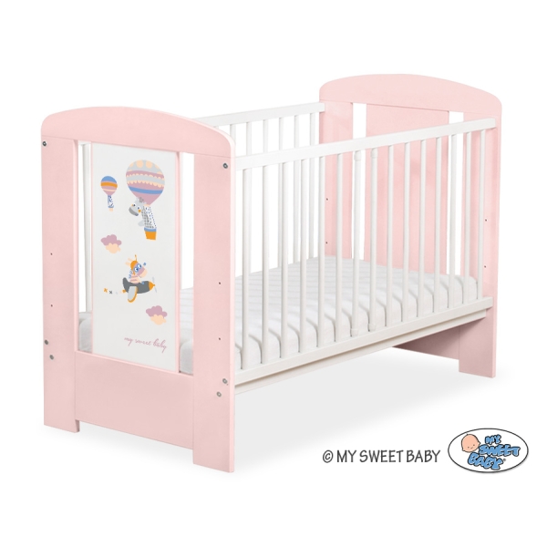 Ledikant Happy balloons 120x60 cm Poederroze
