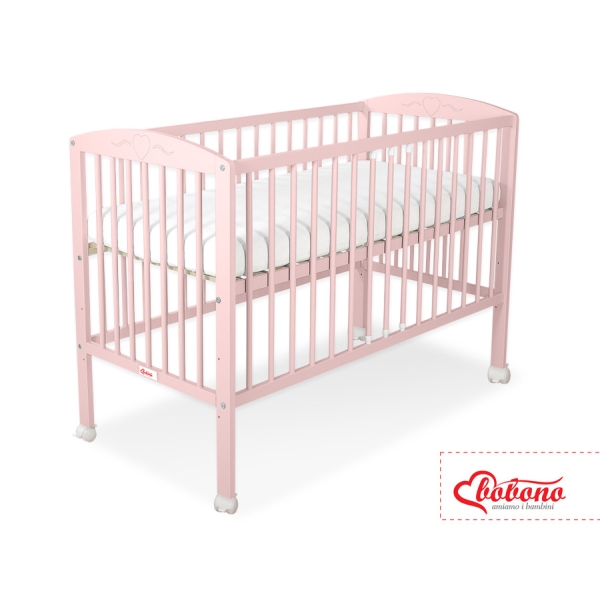Ledikant Harten 120x60cm Poederroze