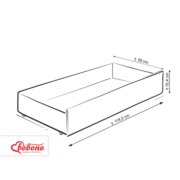 Ledikant met Lade 120x60 cm - Harten STANDARD