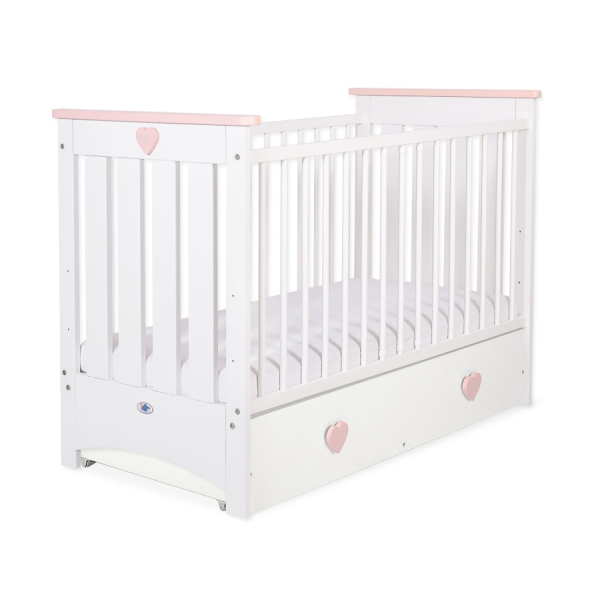 Ledikant met Lade 120x60 cm - Lorenzo III MAXI Wit Poederroze