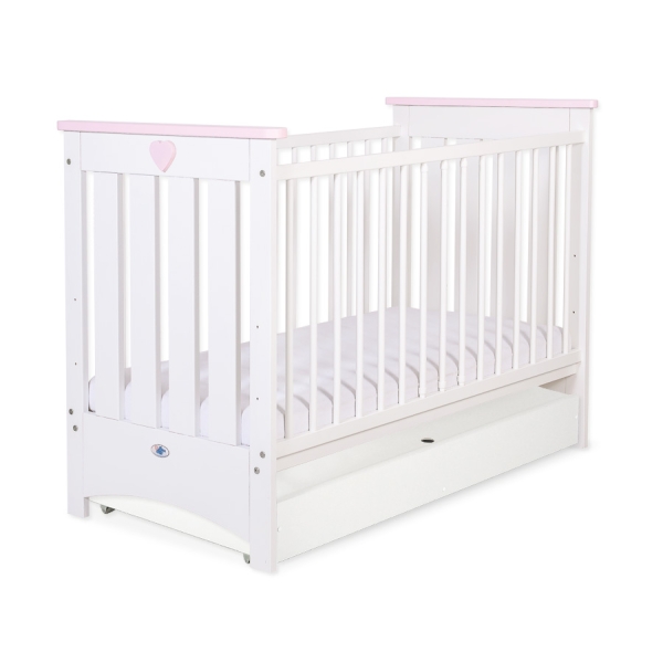 Ledikant met Lade 120x60 cm - Lorenzo III STANDARD Roze Wit