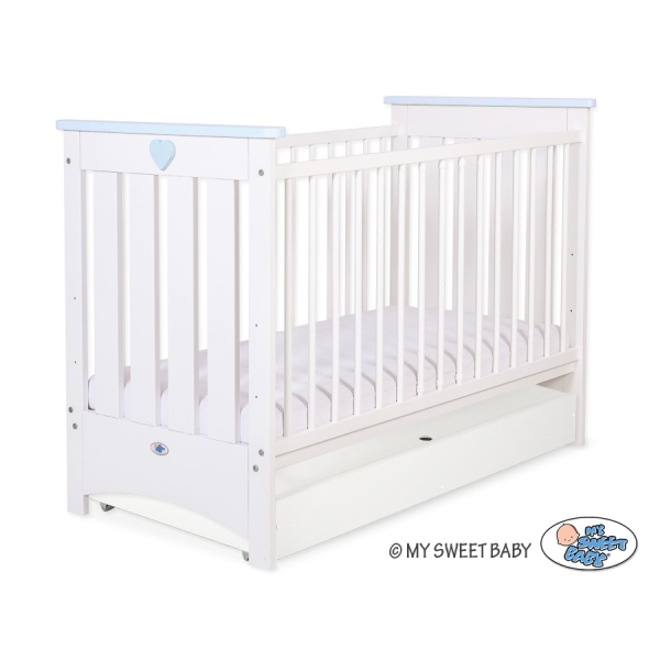 Ledikant met Lade 120x60 cm - Lorenzo III STANDARD Wit Blauw