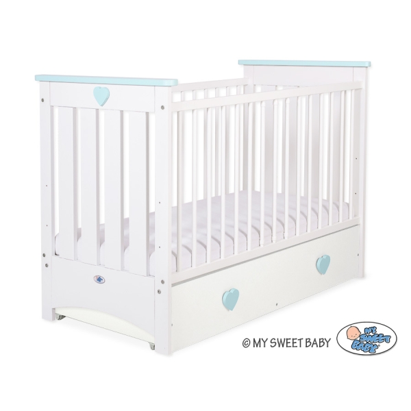 Ledikant met Lade 120x60 cm - Lorenzo MAXI Mint Wit