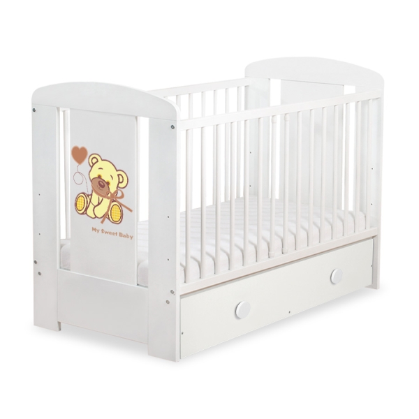 Ledikant met Lade 120x60 cm - Tedy Bear with bow MAXI Ivoor Bear With Bow