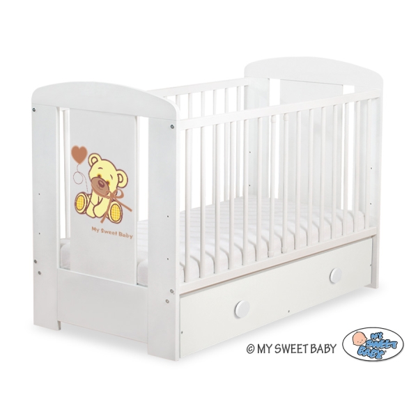Ledikant met Lade 120x60 cm - Tedy Bear with bow MAXI Ivoor Bear With Bow