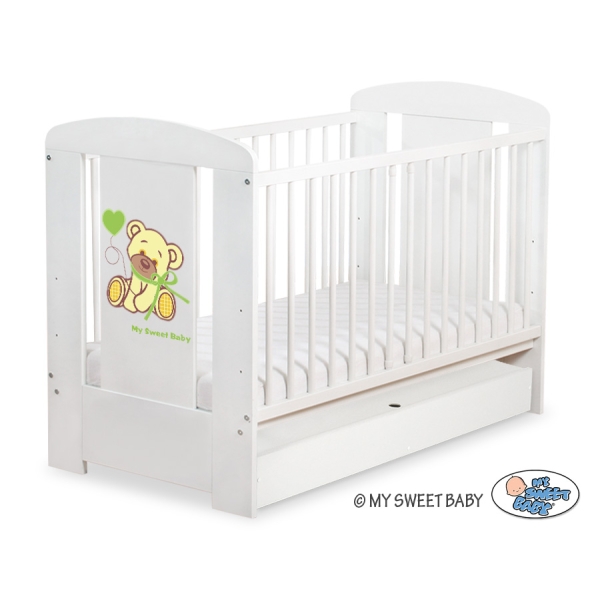 Ledikant met Lade 120x60 cm - Tedy Bear with bow STANDARD Ivoor Bear With Bow