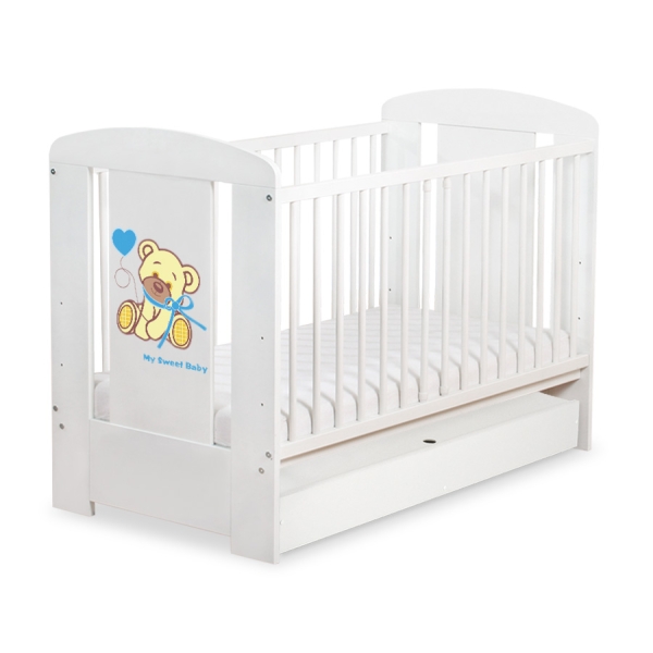 Ledikant met Lade 120x60 cm - Tedy Bear with bow STANDARD Ivoor Bear With Bow