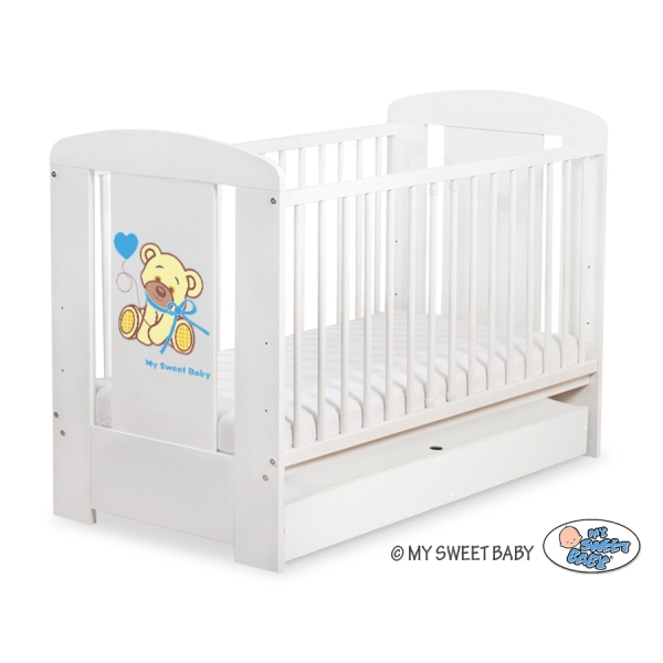 Ledikant met Lade 120x60 cm - Tedy Bear with bow STANDARD Ivoor Bear With Bow