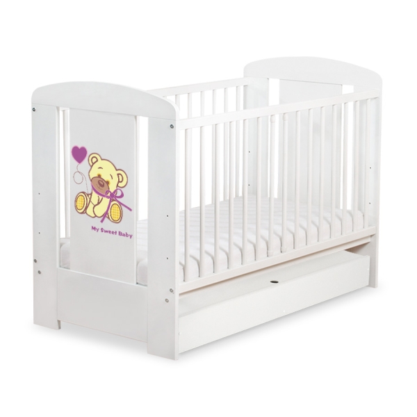 Ledikant met Lade 120x60 cm - Tedy Bear with bow STANDARD Ivoor Bear With Bow