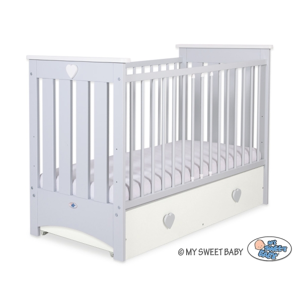 Ledikant met Lade Grijs 120x60 cm- Lorenzo III MAXI
