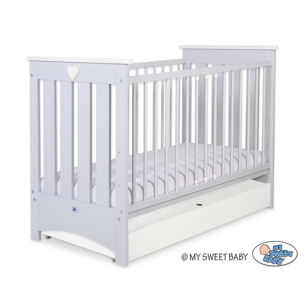 Ledikant met Lade Grijs 120x60 cm - Lorenzo III STANDARD
