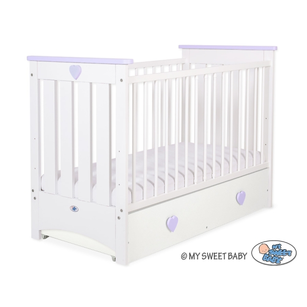 Ledikant met Lade Lorenzo MAXI Wit Purper
