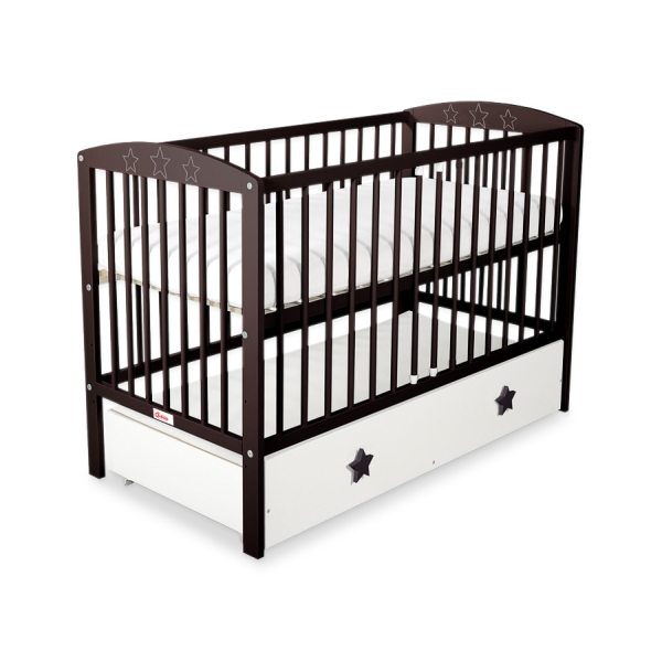 Ledikant met Lade Sterren voor Baby  120x60cm Matras Wielen MAXI Sterren