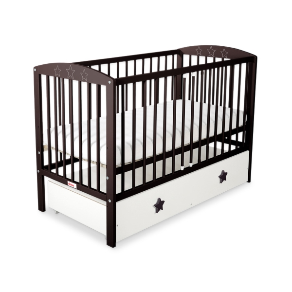Ledikant met Lade Sterren voor Baby  120x60cm Matras Wielen MAXI Sterren