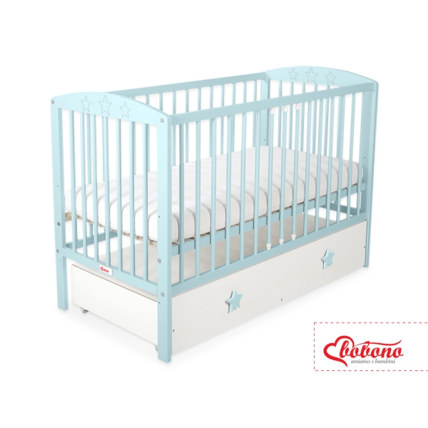 Ledikant met Lade Sterren voor Baby  120x60cm Matras Wielen MAXI Sterren