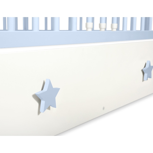 Ledikant met Lade Sterren voor Baby  120x60cm Matras Wielen MAXI Wit Sterren