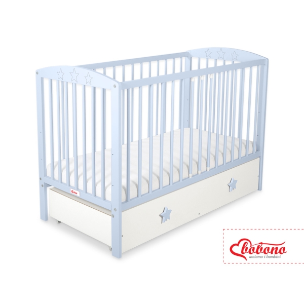 Ledikant met Lade Sterren voor Baby  120x60cm Matras Wielen MAXI Wit Sterren