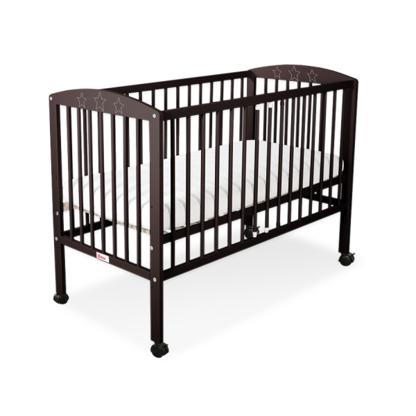 Ledikant Sterren voor Baby  120x60cm Matras Wielen Bruin Sterren