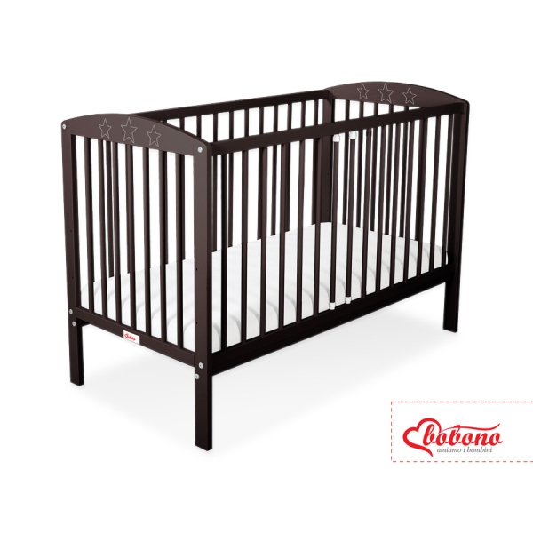 Ledikant Sterren voor Baby  120x60cm Matras Wielen Bruin Sterren