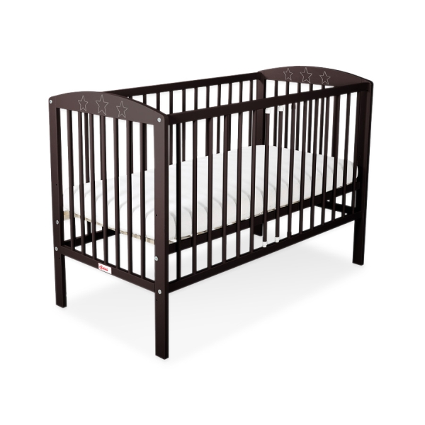Ledikant Sterren voor Baby  120x60cm Matras Wielen Bruin Sterren