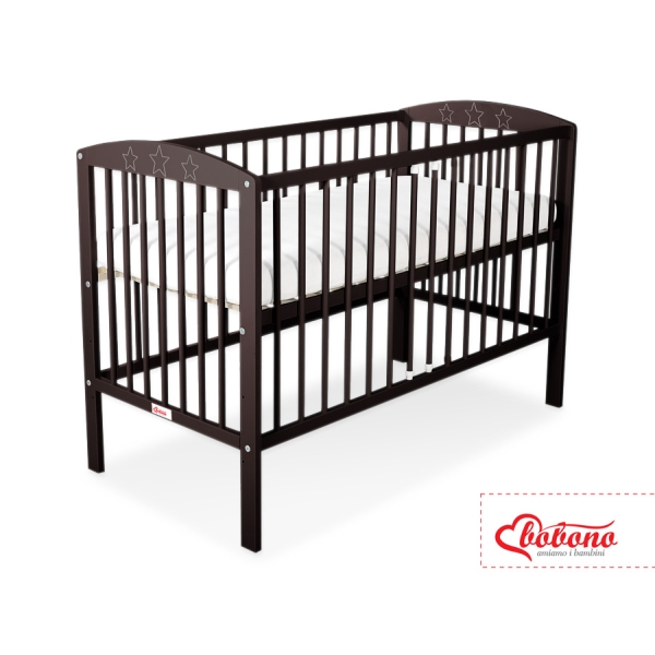 Ledikant Sterren voor Baby  120x60cm Matras Wielen Bruin Sterren