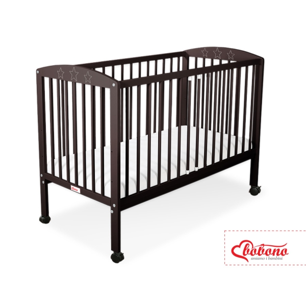 Ledikant Sterren voor Baby  120x60cm Matras Wielen Bruin Sterren