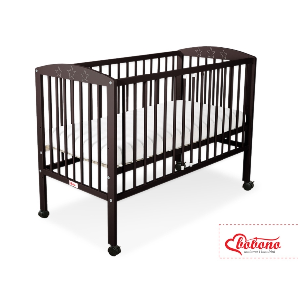 Ledikant Sterren voor Baby  120x60cm Matras Wielen Bruin Sterren