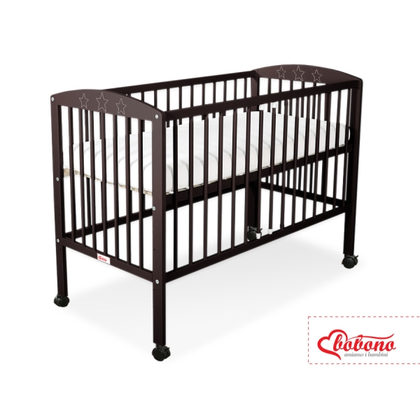Ledikant Sterren voor Baby  120x60cm Matras Wielen Bruin Sterren