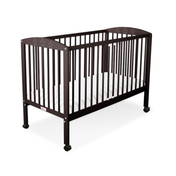 Ledikant Sterren voor Baby  120x60cm Matras Wielen Bruin Sterren