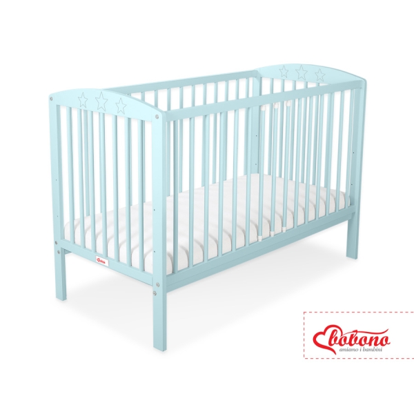 Ledikant Sterren voor Baby  120x60cm Matras Wielen Mint Sterren