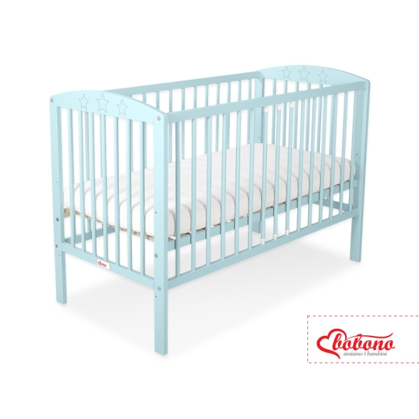 Ledikant Sterren voor Baby  120x60cm Matras Wielen Mint Sterren
