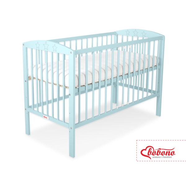 Ledikant Sterren voor Baby  120x60cm Matras Wielen Mint Sterren