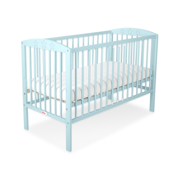 Ledikant Sterren voor Baby  120x60cm Matras Wielen Mint Sterren