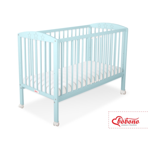 Ledikant Sterren voor Baby  120x60cm Matras Wielen Mint Sterren