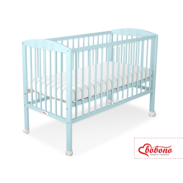 Ledikant Sterren voor Baby  120x60cm Matras Wielen Mint Sterren