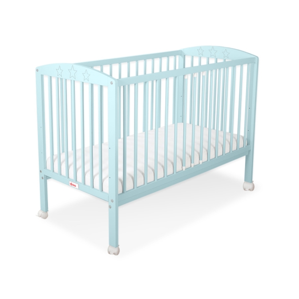 Ledikant Sterren voor Baby  120x60cm Matras Wielen Mint Sterren