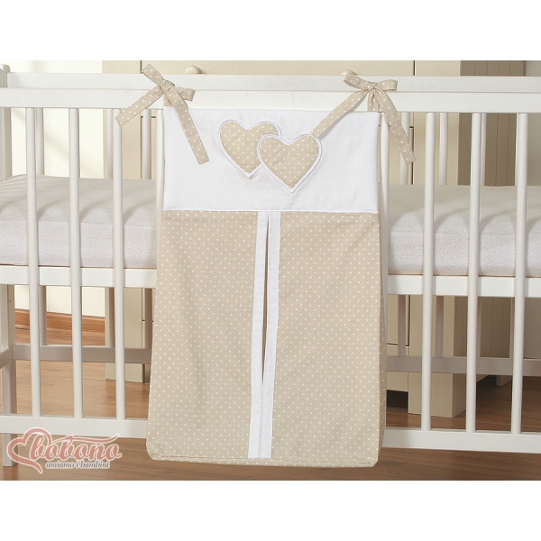 Luierzak  - Harten Beige Polkaprikker