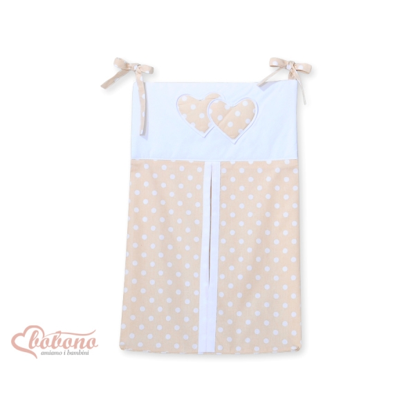 Luierzak  - Harten Beige Polkaprikker