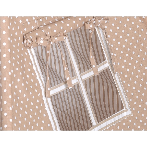 MINI TIPI SET: Tipi-tent + speelmat + GRATIS decoratieve veren Bruin Beige Polkaprikker