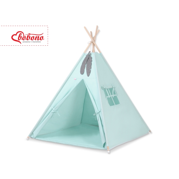 MINI TIPI SET: Tipi-tent + speelmat + GRATIS decoratieve veren Mint