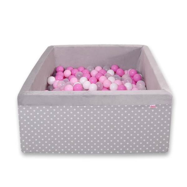 Minky Ballenbak met Ballen 200 st Grijs Polkaprikker