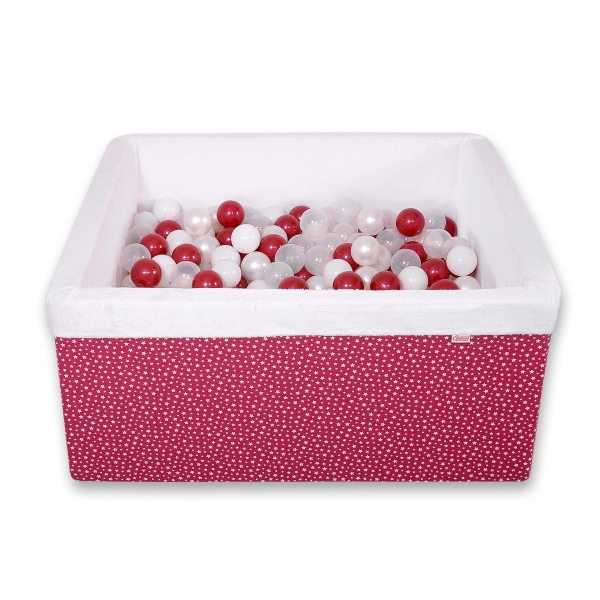 Minky Ballenbak met Ballen 4x50 st Bordeaux Wit-wijnrood