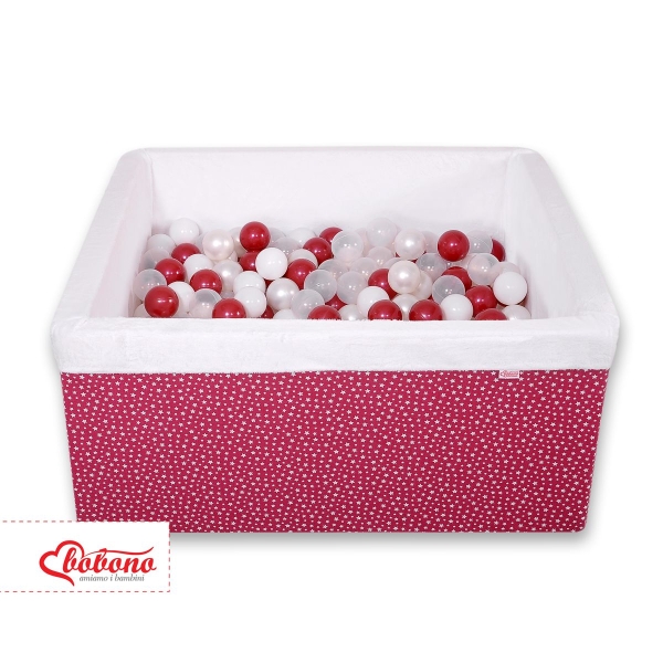 Minky Ballenbak met Ballen 4x50 st Bordeaux Wit-wijnrood