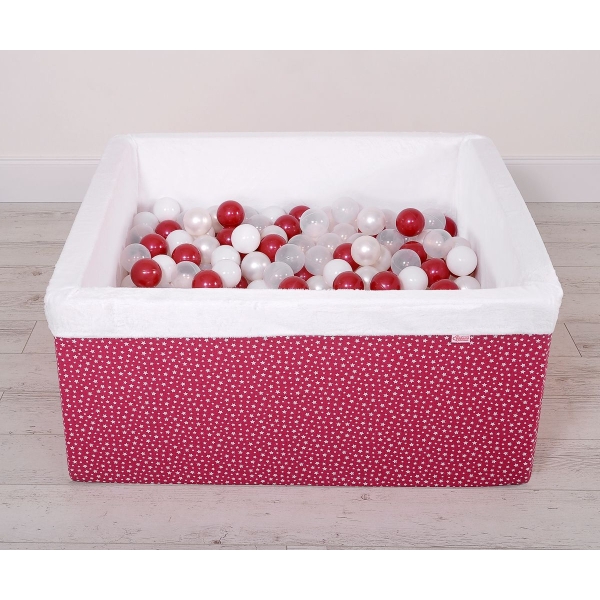 Minky Ballenbak met Ballen 4x50 st Bordeaux Wit-wijnrood