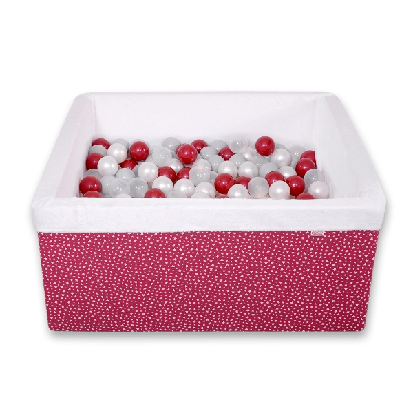 Minky Ballenbak met Ballen 4x50 st Bordeaux Wit-wijnrood