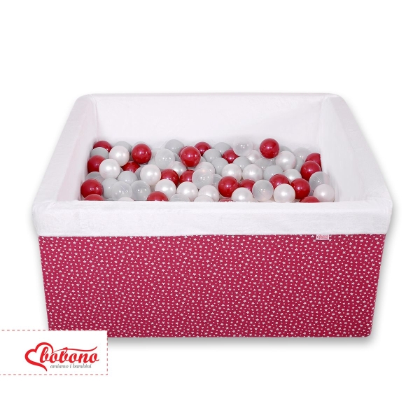 Minky Ballenbak met Ballen 4x50 st Bordeaux Wit-wijnrood
