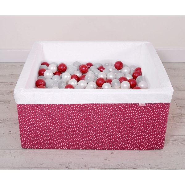 Minky Ballenbak met Ballen 4x50 st Bordeaux Wit-wijnrood