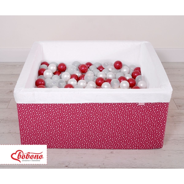 Minky Ballenbak met Ballen 4x50 st Bordeaux Wit-wijnrood